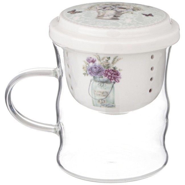 Кружка стеклянная с фарфоровым ситом lefard лориан 420 мл Lefard (87-321) Кружка стеклянная с фарфоровым ситом lefard лориан 420 мл Lefard (87-321)