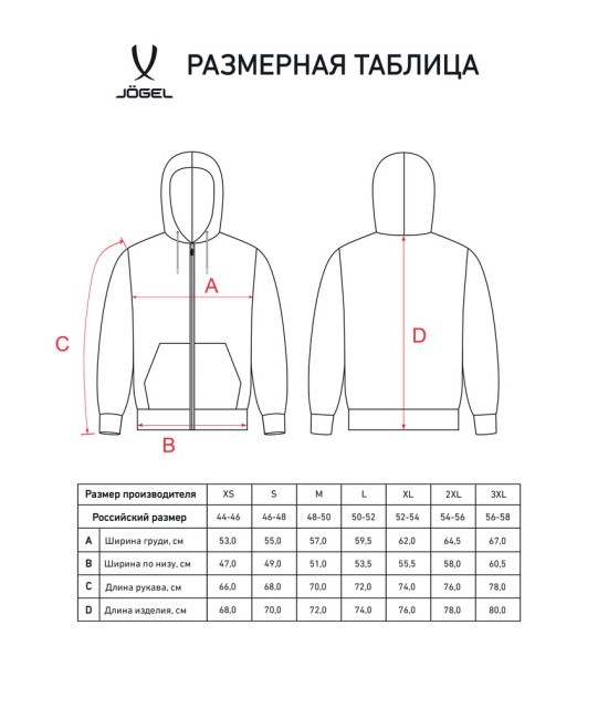 Худи на молнии JÖGEL ESSENTIAL Cotton Zip Hoodie, черный (2115322)