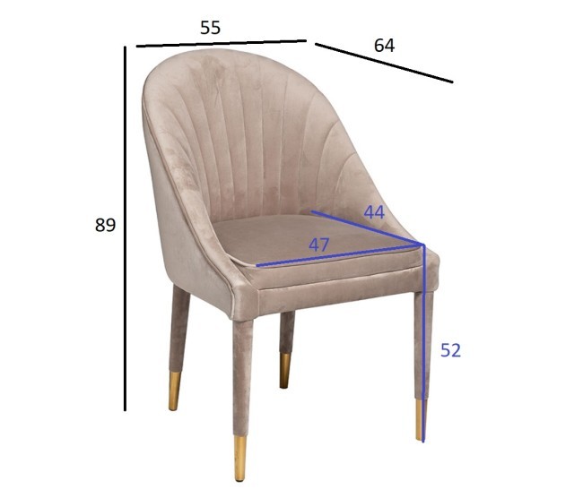 Стул велюр  жемч.-серый 55*64*89см (TT-00005767)