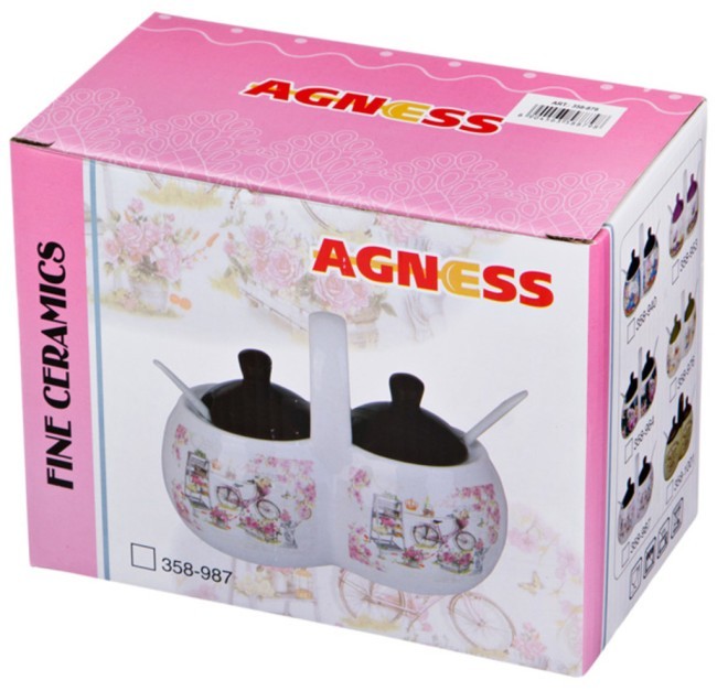 Банка для специй "корейская роза" 17*10*13 см. / 2х320 мл Agness (358-876)