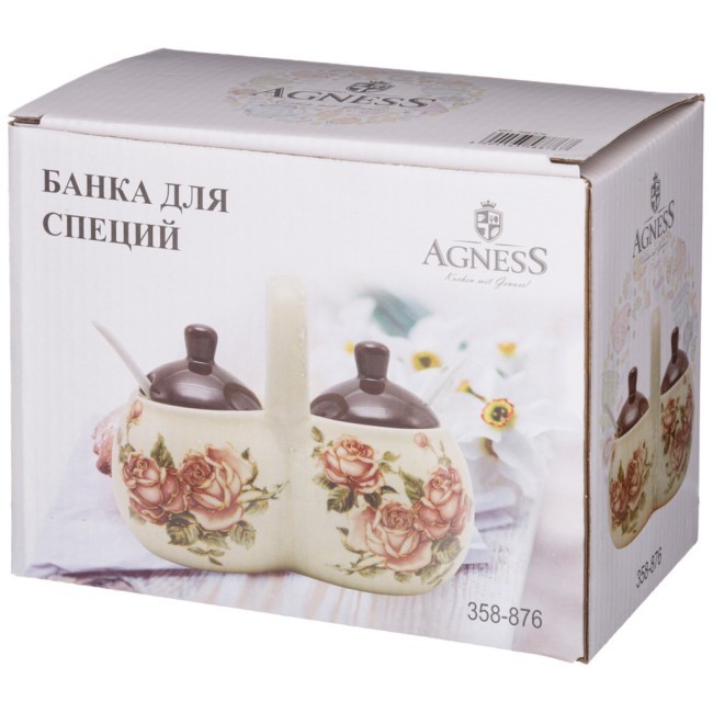 Банка для специй "корейская роза" 17*10*13 см. / 2х320 мл Agness (358-876)