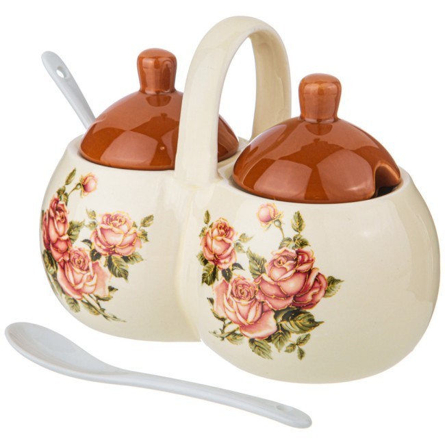 Банка для специй "корейская роза" 17*10*13 см. / 2х320 мл Agness (358-876)