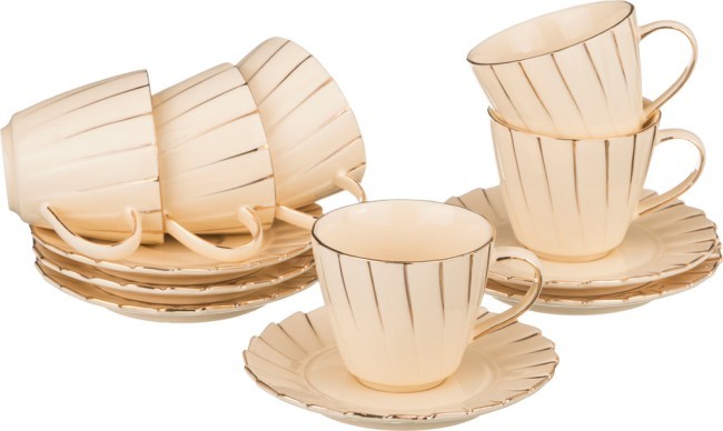 Кофейный набор "плиссе" на 6 персон 12 пр.120 мл. Lefard (84-948) Кофейный набор "плиссе" на 6 персон 12 пр.120 мл. Lefard (84-948)