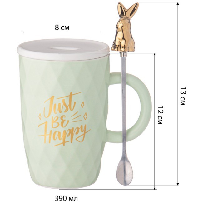 Кружка lefard с крышкой и ложкой bunny 390мл, мятная Lefard (90-1094) Кружка lefard с крышкой и ложкой bunny 390мл, мятная Lefard (90-1094)