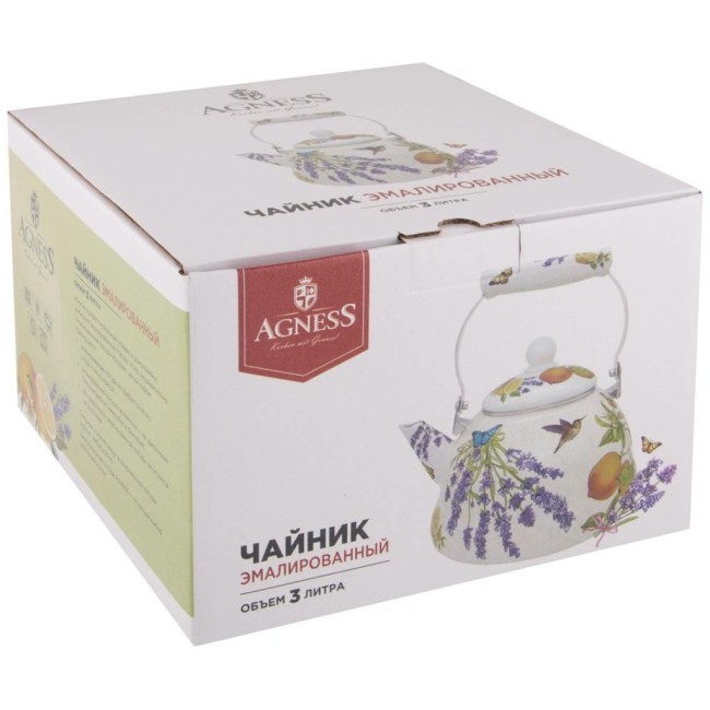 Чайник agness  эмалированный, серия "прованс лимоны" 3 л Agness (934-382)
