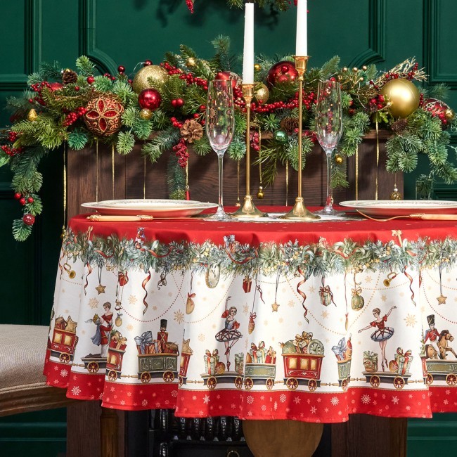 Скатерть круглая  "щелкунчик" ,150см , красный ,100% хлопок , твил Lefard (850-762-24)