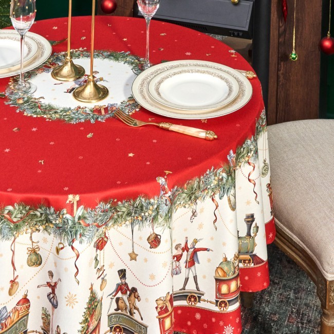 Скатерть круглая  "щелкунчик" ,150см , красный ,100% хлопок , твил Lefard (850-762-24)