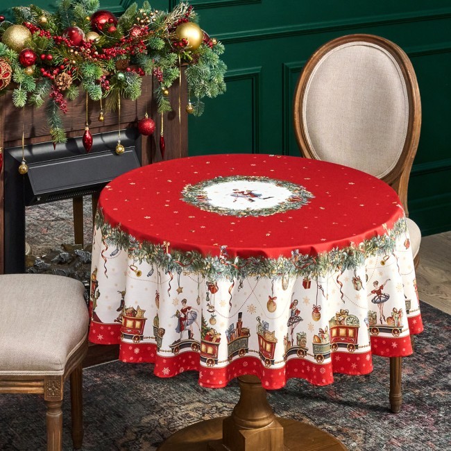 Скатерть круглая  "щелкунчик" ,150см , красный ,100% хлопок , твил Lefard (850-762-24)