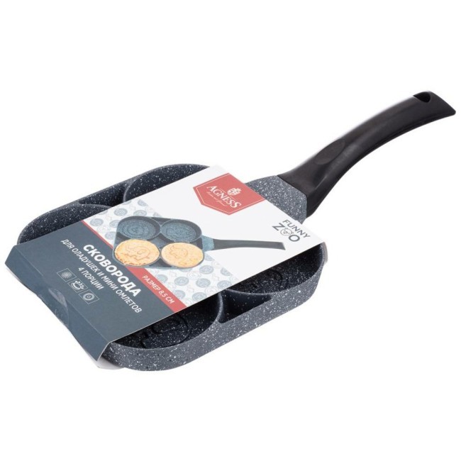 Сковорода agness "смайл" с "мраморным" антипригар.покрытием диа. 18,5 см, высота 2,5см Agness (932-006)