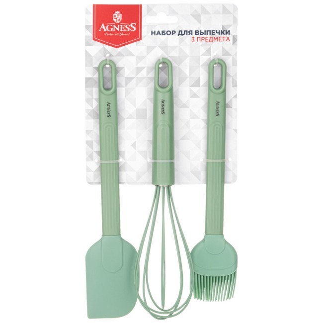 Набор: венчик, лопатка, кисточка agness, 3 предмета Agness (671-002)