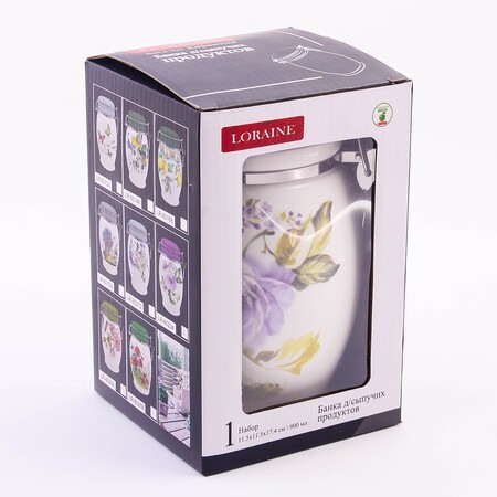 Банка для сыпучих 900мл Очарование доломит/металл LR (60234)