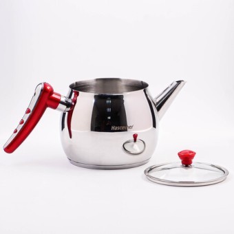 Чайник металлический 1,5 л Hascevher Apple нерж/ст/пласт/стекло (800-300)
