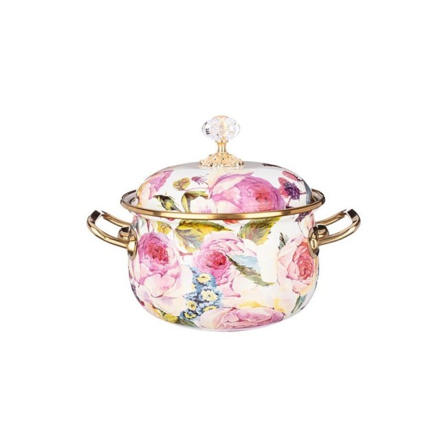 Кастрюля эмалированная agness с крышкой, серия винтаж 2,1л, диаметр=16см Agness (950-021)