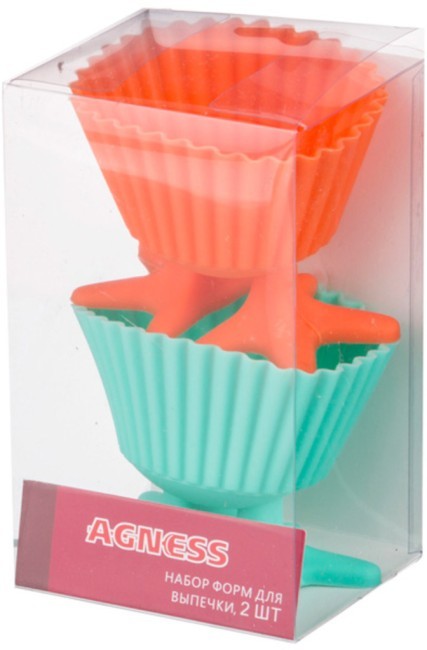 Набор форм для выпечки из 2 шт.диаметр=6 см.высота=6 см. Agness (710-300) Набор форм для выпечки из 2 шт.диаметр=6 см.высота=6 см. Agness (710-300)