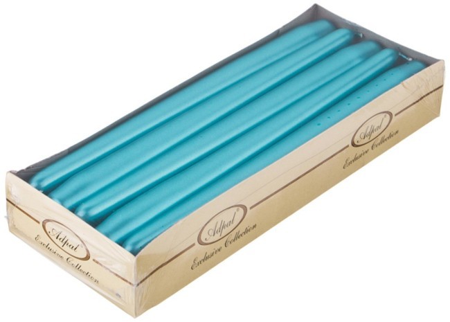 Набор свечей из 10 шт. металлик лазурный высота=24 см. Adpal (348-640)