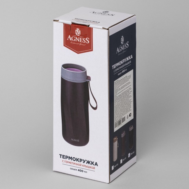 Термокружка curl grizzle  400 мл, колба нерж.сталь 18/10 Agness (798-101)