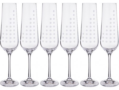 Набор бокалов для шампанского из 6 шт. "sandra" 200 мл. высота=25 см Bohemia Crystal (674-645)
