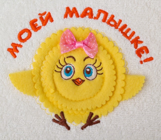 Полотенце 40*70см, "моей малышке", хлопок 100%, 380г/м.кв, белое (D-703-554-9)  