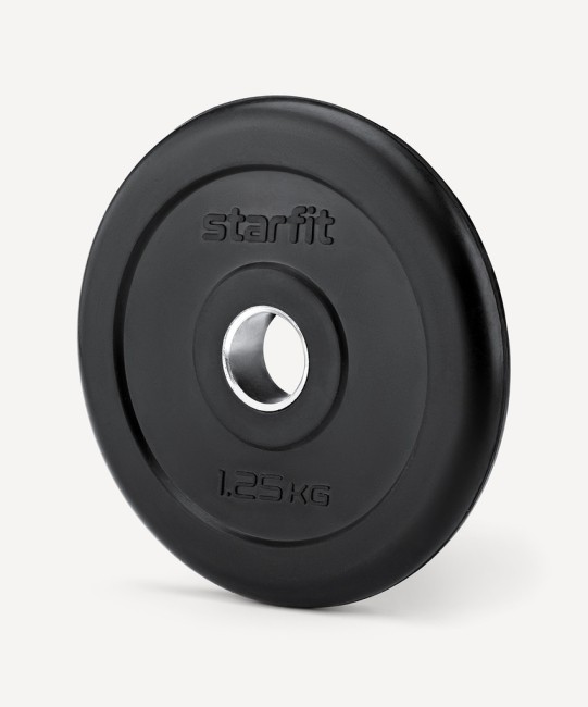Диск обрезиненный STARFIT BB-202 d=26 мм, стальная втулка, черный, 1,25 кг (998361)