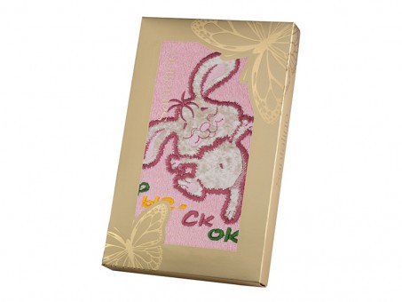Полотенце  70*40см, "зайка", 380 г/м.кв., х/б 100%, розовый SANTALINO (703-512-1)
