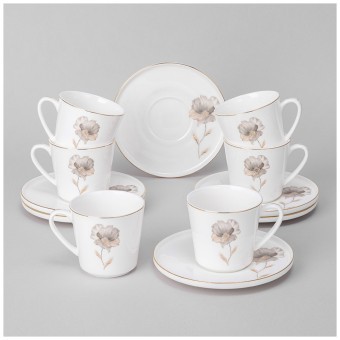 Кофейный набор lefard "inspiration" золотой цветок на 6 пер. 12 пр. 220 мл Lefard (422-128)