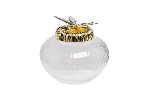 Ваза стеклянная с крышкой со стрекозой d15*14см (TT-00010682) Ваза стеклянная с крышкой со стрекозой d15*14см (TT-00010682)