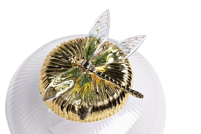 Ваза стеклянная с крышкой со стрекозой d15*14см (TT-00010682)