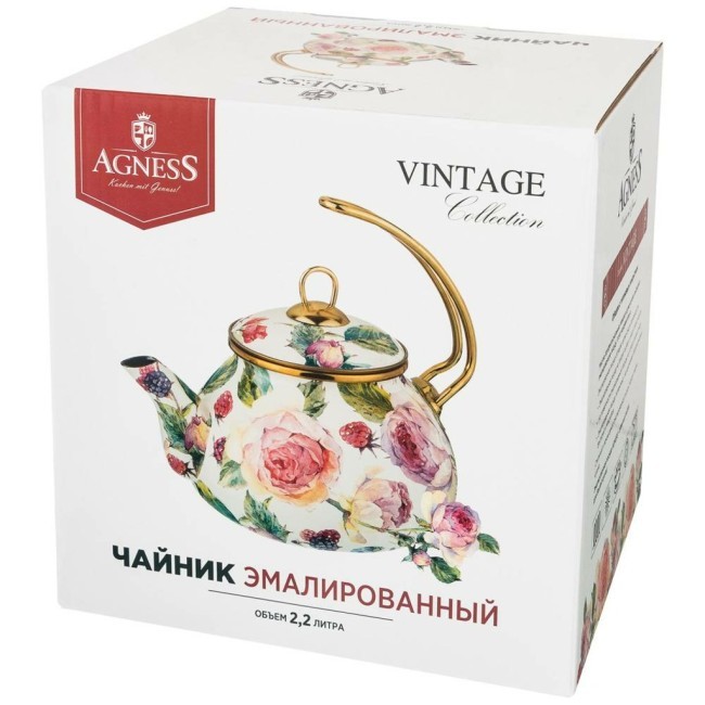 Чайник эмалированный agness, серия винтаж, 2,2л Agness (950-026)