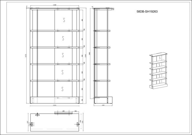 Стеллаж Bel Air 112,4*41,8*218см (TT-00005186)