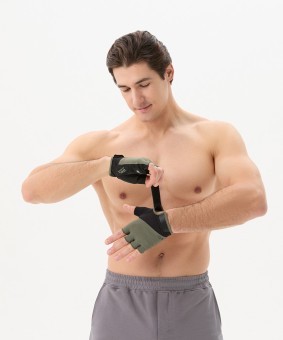 Перчатки для фитнеса STARFIT WG-204, черный/хаки (2119244)