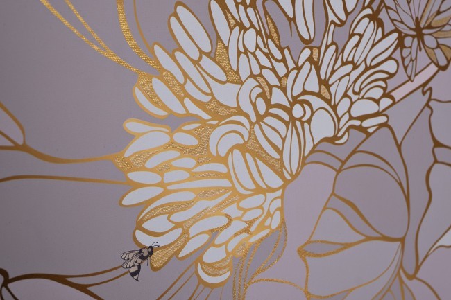 Холст "Пион" 110х80 см, багет пластик (золото), золотая поталь (TT-00013901)