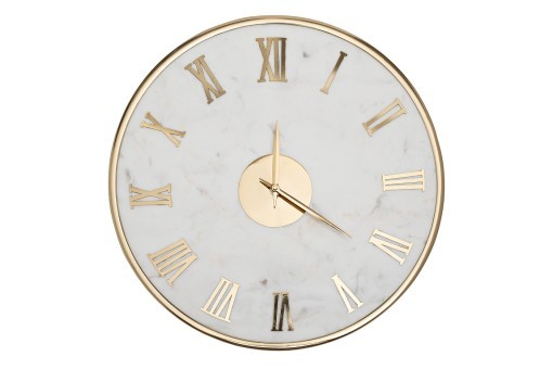 Часы настенные белый мрамор/золото d40см (TT-00012202)
