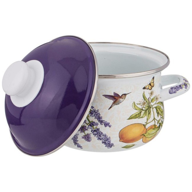 Кастрюля agness эмалированная с эмал.крышкой серия "прованс лимоны"1.5 л, 16*10 см Agness (934-545)