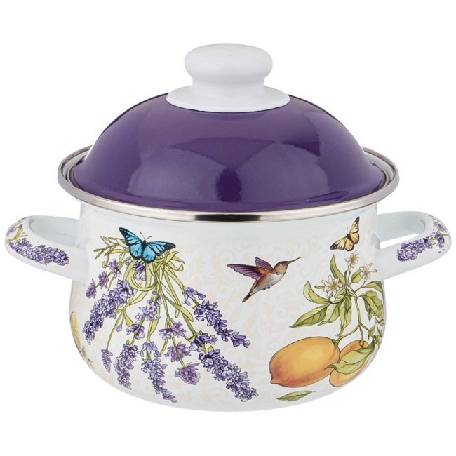 Кастрюля agness эмалированная с эмал.крышкой серия "прованс лимоны"1.5 л, 16*10 см Agness (934-545)