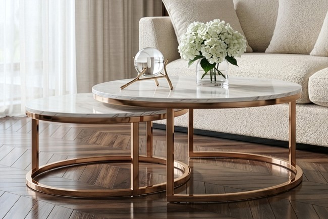 Стол журнальный(набор из 2 шт) d100*41/d80*34см (TT-00001839)