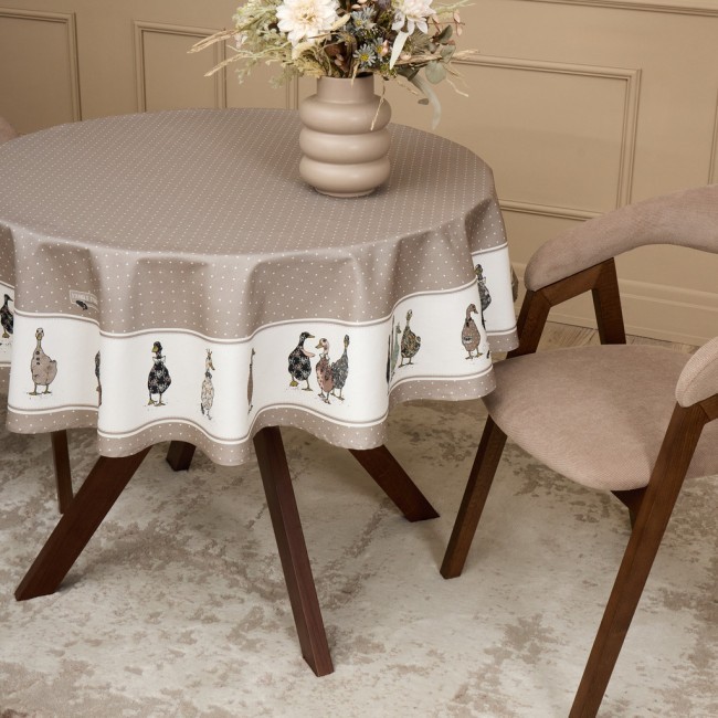 Скатерть круглая"family farm" 150 см ,100% хлопок,капучино ,твил, пропитка Lefard (850-749-23) Скатерть круглая"family farm" 150 см ,100% хлопок,капучино ,твил, пропитка Lefard (850-749-23)