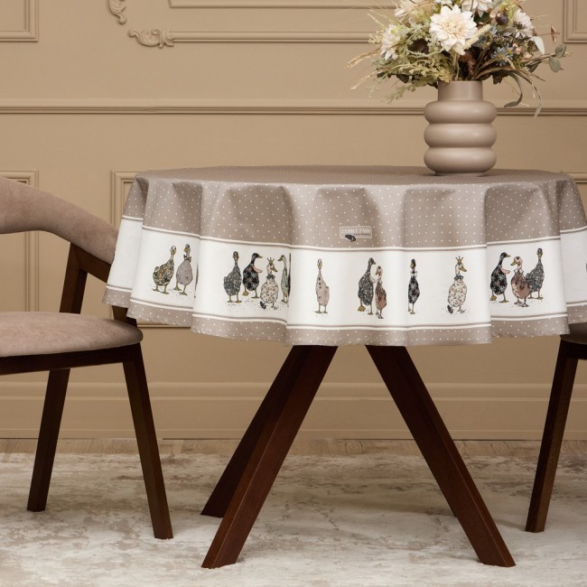 Скатерть круглая"family farm" 150 см ,100% хлопок,капучино ,твил, пропитка Lefard (850-749-23) Скатерть круглая"family farm" 150 см ,100% хлопок,капучино ,твил, пропитка Lefard (850-749-23)