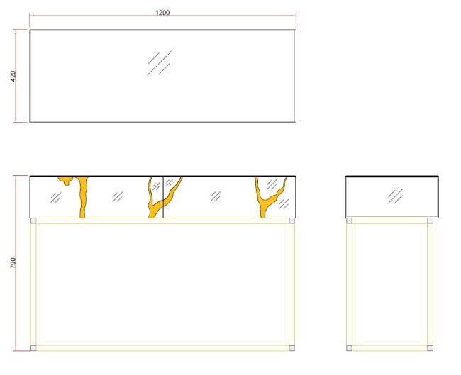 Консоль зеркальная c золотым декором 120*42*79см (TT-00011859)