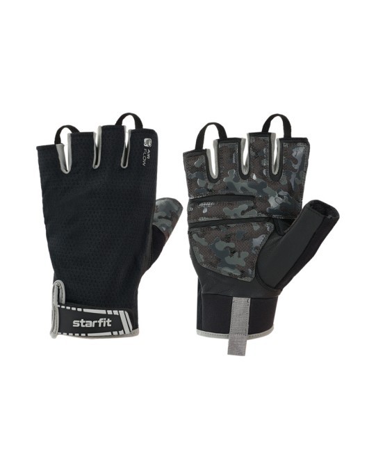 Перчатки для фитнеса STARFIT WG-203, черный/серый (2119241) Перчатки для фитнеса STARFIT WG-203, черный/серый (2119241)
