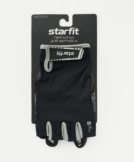 Перчатки для фитнеса STARFIT WG-203, черный/серый (2119241) Перчатки для фитнеса STARFIT WG-203, черный/серый (2119241)