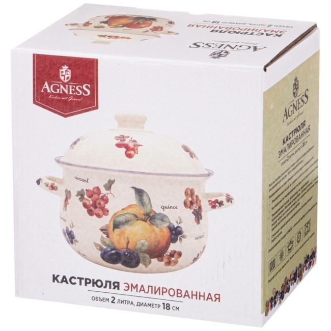 Кастрюля agness эмалированная с эмал.крышкой серия "прованс лимоны" 2.0 л, 18*11 см Agness (934-546) Кастрюля agness эмалированная с эмал.крышкой серия "прованс лимоны" 2.0 л, 18*11 см Agness (934-546)