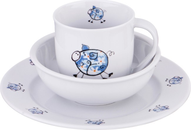 Набор посуды на 1 персону 3 пр.:кружка 300мл+тарелка 21,5см + салатник 15см. DUBI (606-839)