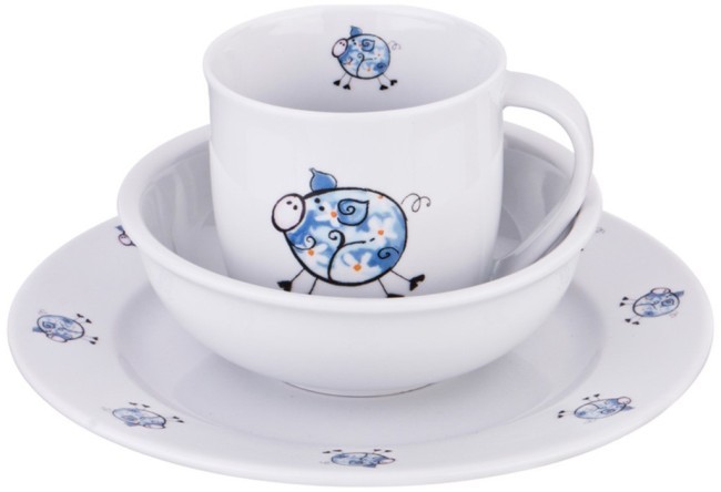 Набор посуды на 1 персону 3 пр.:кружка 300мл+тарелка 21,5см + салатник 15см. DUBI (606-839)