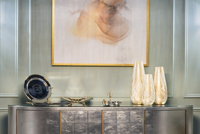 Ваза стеклянная золотисто-бежевая d15*38см (TT-00008696)