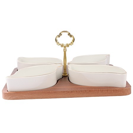 Менажница на подставке 4 блюда 6пр керамика LR (90032-319)