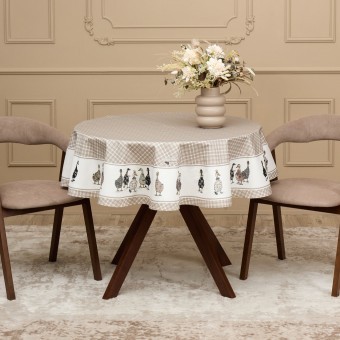 Скатерть  круглая "family farm" 150 см ,100% хлопок, клетка,твил, пропитка Lefard (850-748-23)