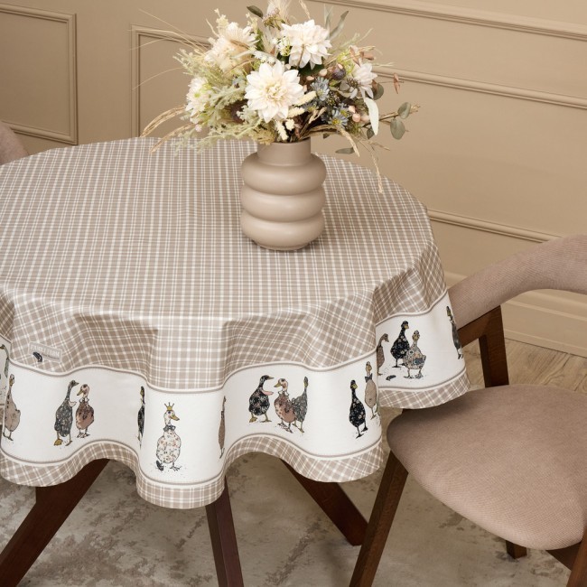 Скатерть  круглая "family farm" 150 см ,100% хлопок, клетка,твил, пропитка Lefard (850-748-23)