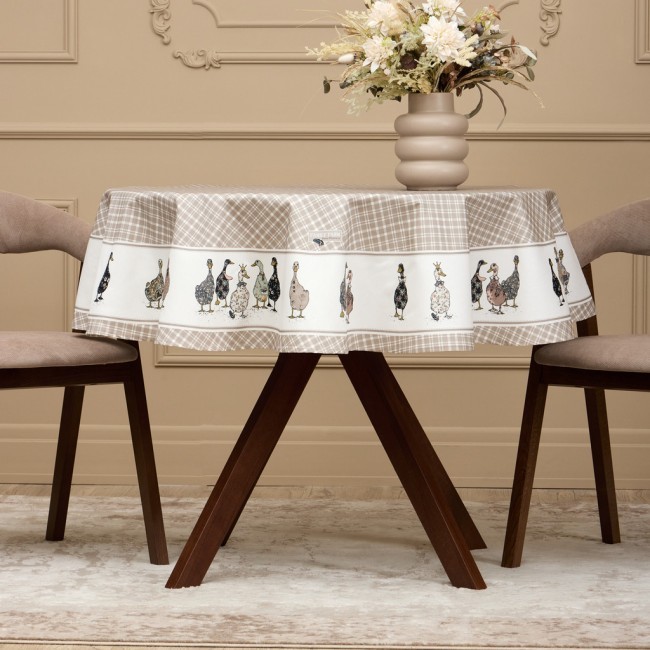 Скатерть  круглая "family farm" 150 см ,100% хлопок, клетка,твил, пропитка Lefard (850-748-23)