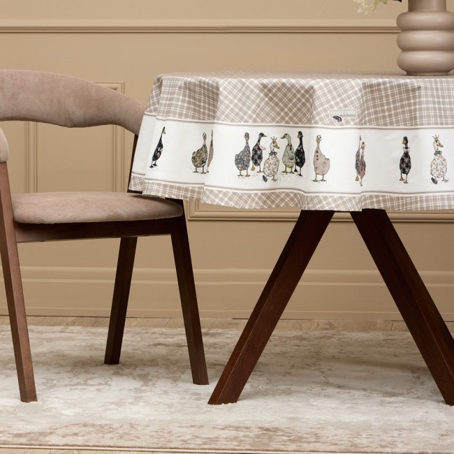 Скатерть  круглая "family farm" 150 см ,100% хлопок, клетка,твил, пропитка Lefard (850-748-23)