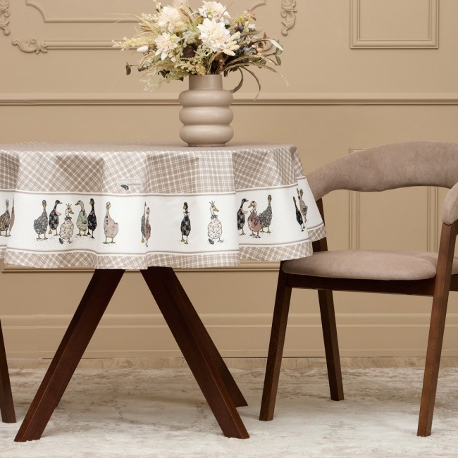 Скатерть  круглая "family farm" 150 см ,100% хлопок, клетка,твил, пропитка Lefard (850-748-23)